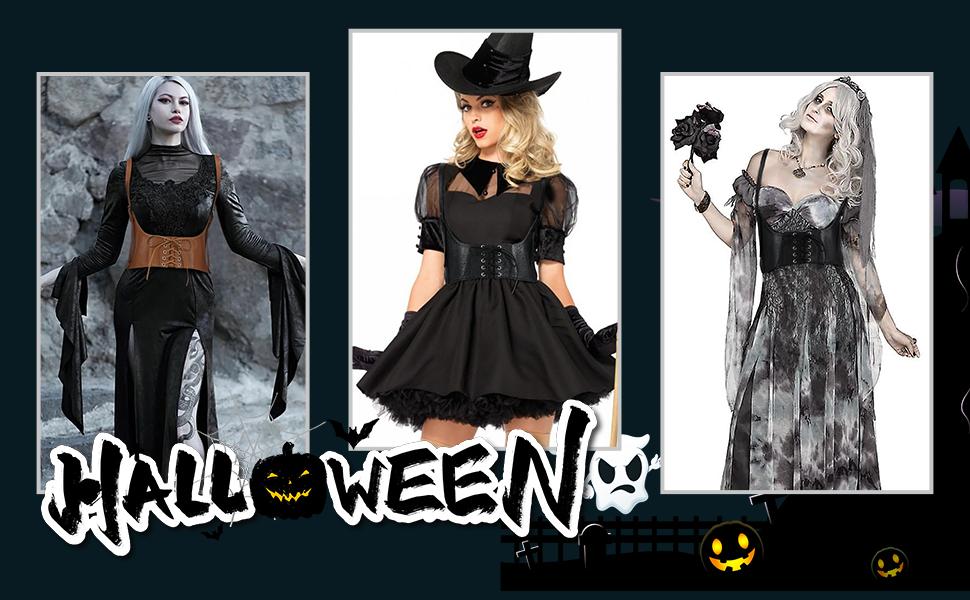 JASGOOD Women Faux Leather Corset Waist Belt Elastic Wide Underbust Corset Lace-up Steampunk Waspie Belt For Halloween