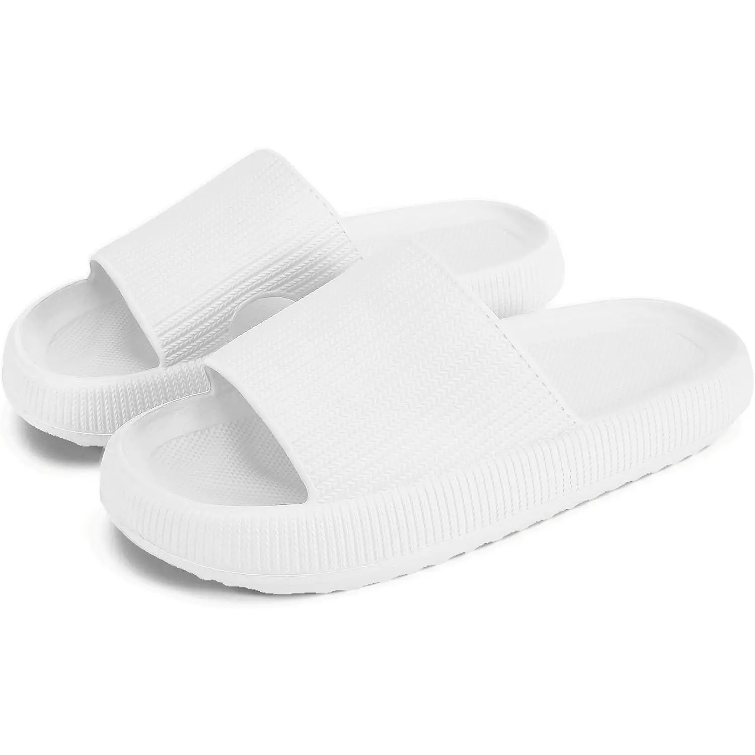 Women and Men, Pillow House Slippers Shower Shoes Indoor Slides Bathroom Sandals, Ultimate Comfort, Lightweight, Thick Sole, Non-Slip, Easy to Clean