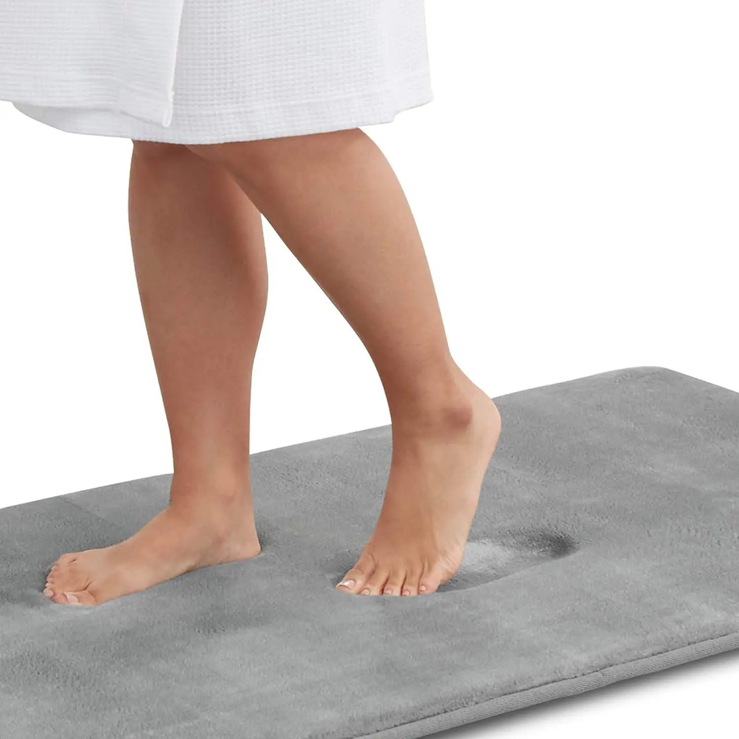 Memory Foam Bath Mat Non Slip Absorbent Super Cozy Velvet Bathroom Rug Carpet (17 inches X 24 inches, Grey)
