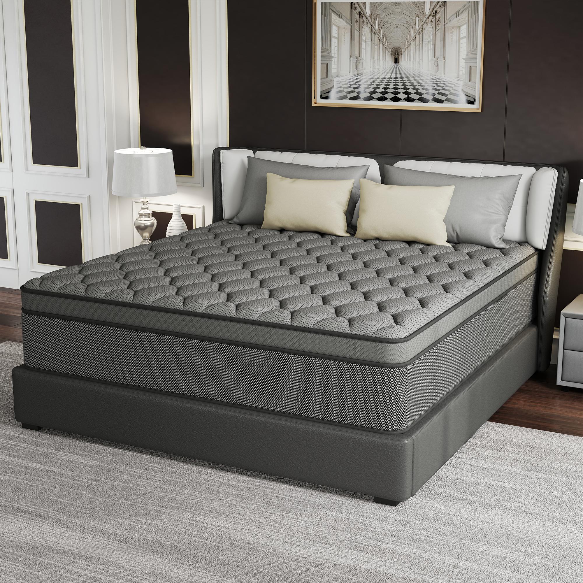 BOMASS 12-14 Inch Hybrid Mattress Twin Full Queen King Size Memory Foam InnerSpring Black Gray Mattresses Durable Medium Firm Soft Bed In A Box BOMASS 12-14 Inch Hybrid Mattress Twin Full Queen King Size Memory Foam InnerSpring Black Gray Mattresses Durable Medium Firm Soft Bed In A Box