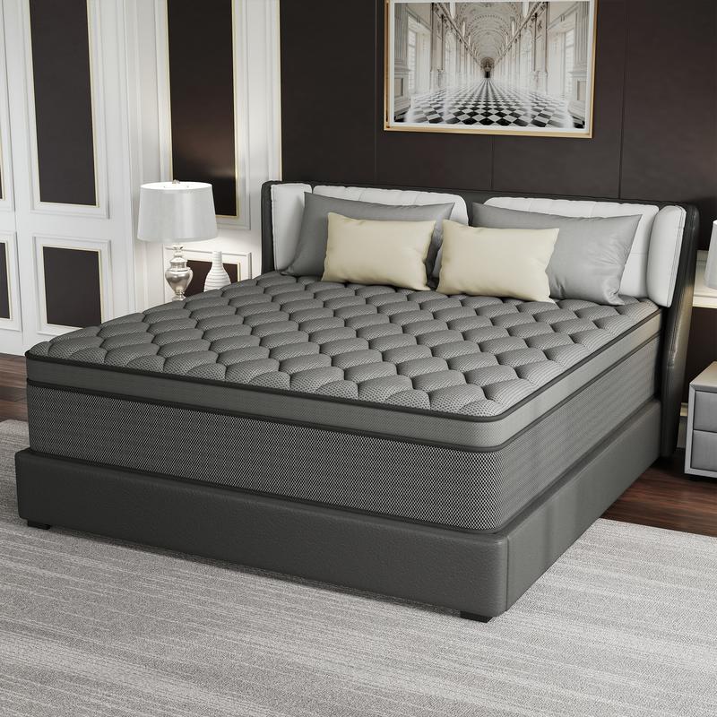 BOMASS 12-14 Inch Hybrid Mattress Twin Full Queen King Size Memory Foam InnerSpring Black Gray Mattresses Durable Medium Firm Soft Bed In A Box