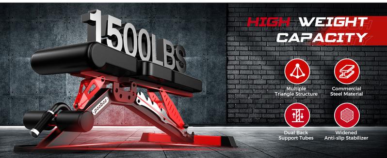 Pooboo Weight Bench, Adjustable Workout Bench for Home, 1500LBS Weight Capacity Heavy Duty Strength Training Bench, Flat/Incline/Decline Positions for Full Body Workout