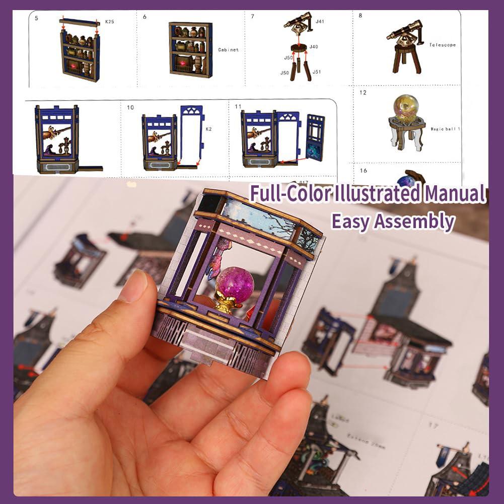 DIY Mini Furniture Dollhouse Kit with Dust Cover and Music Mechanism, 3D Wooden Handmade Model, Creative Room Design Gift