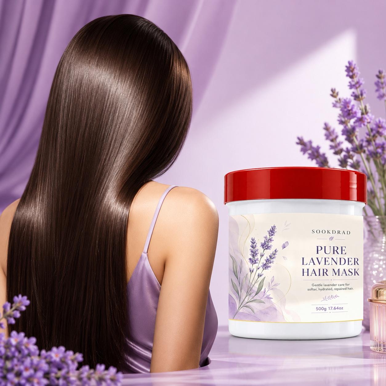 Pure Lavender Hair Mask, pure lavender, gentle care, softening, hydrating, repairing, for hair, 17.64oz, 500g