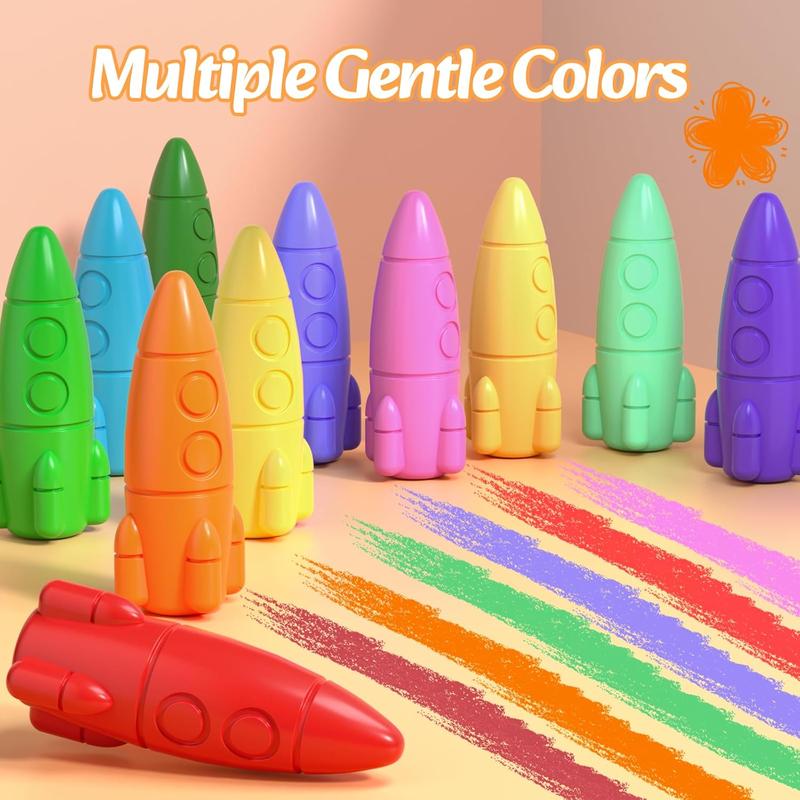 24/12 Colors Rocket Crayons, Non Toxic Washable Toddler Crayons, Palm-Grip Crayons, with Easy-to-hold for Toddlers, Crayons for Kids Art&School Supplies for Boys Girls Drawing, tiktok shop deals
