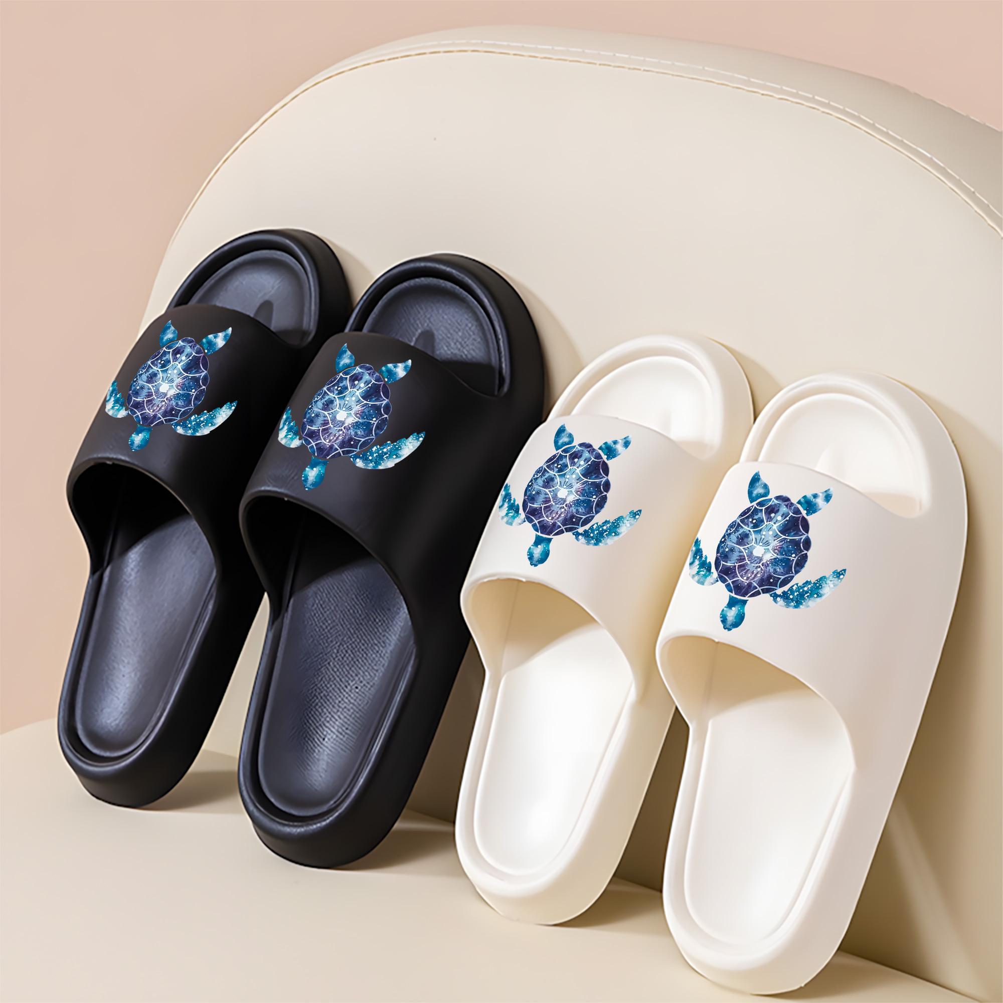Galaxy Sea Turtle Print Slippers for Women Men Non-Slip Indoor Outdoor Comfortable Home Sandals with Soft Sole Lightweight Beach Shoes for Summer Vacation Travel