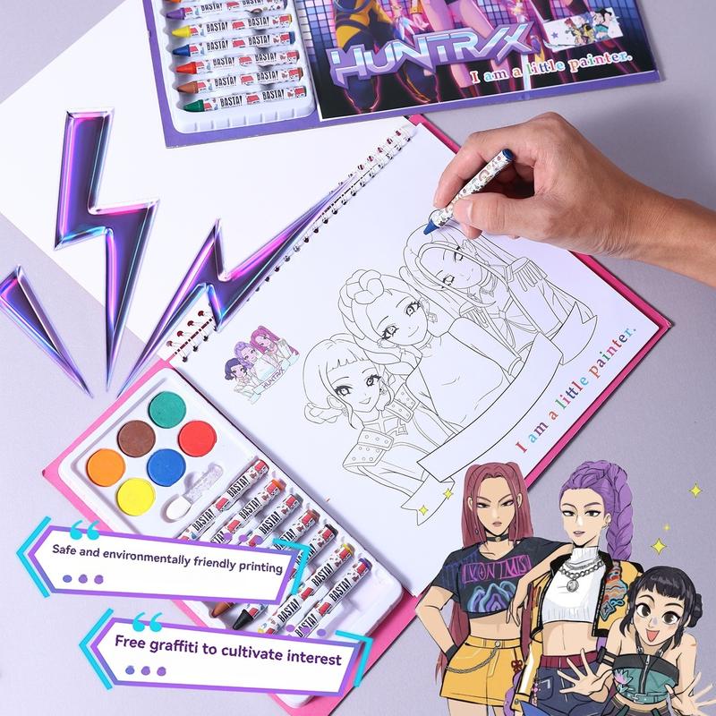 K-Pop Anime Coloring Book, Watercolor Workbook, Singing Queen Colorful Drawing Activities, Safe Art Supplies & Creative Fun Gift