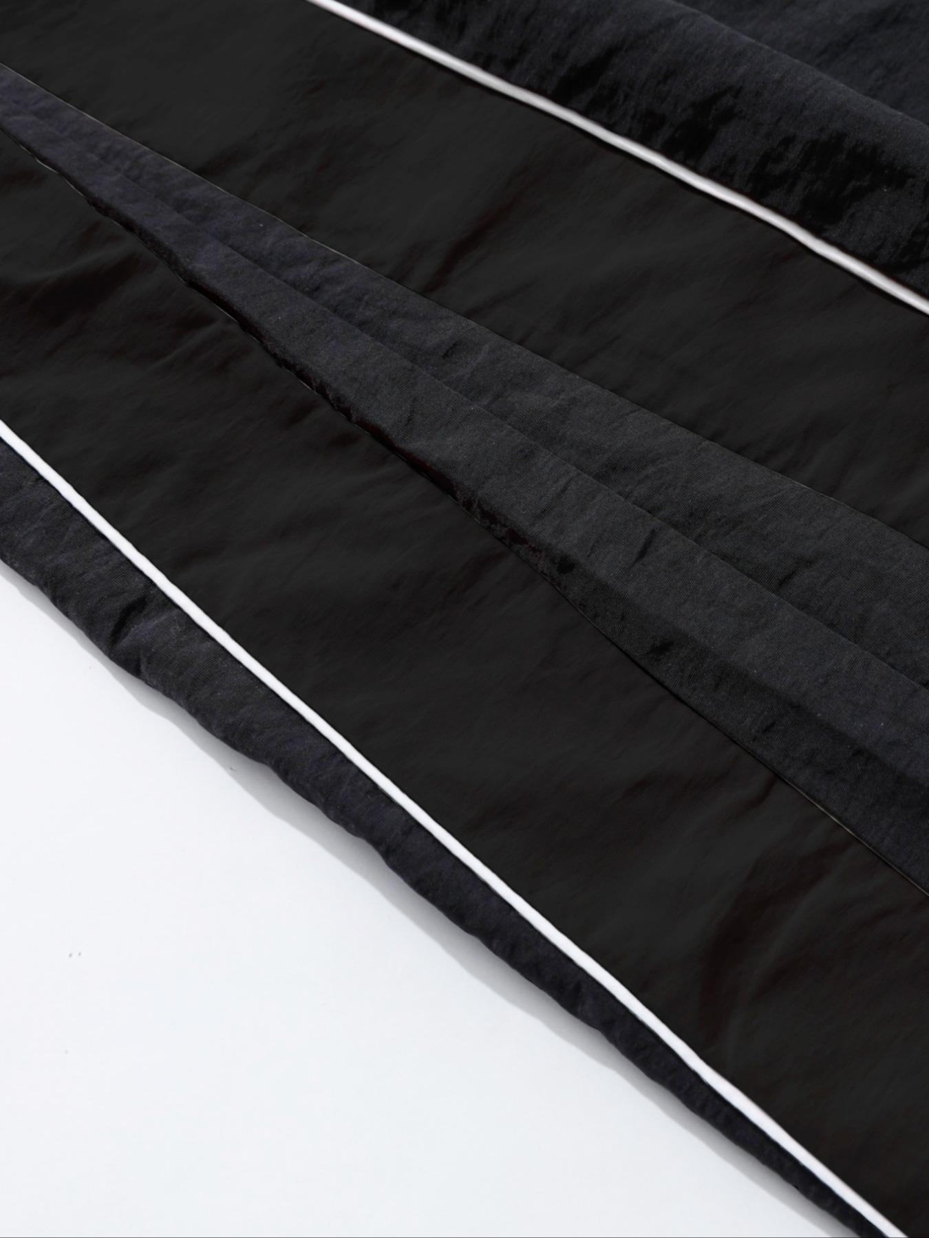 Men's Fashion Casual Striped Sport Pants, Nylon Fabric, Unique Print, Waist Drawstring, Ankle Elastic Adjustable, Perfect for Daily Wear, Athleisure Pants