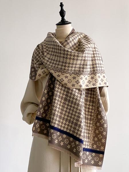 Women's Fashion Elegant Plaid Scarf with Fringe Decoration, Soft Warm Shawl for Fall & Winter, Stylish Accessory for Women and Girls, Blanket Scarf