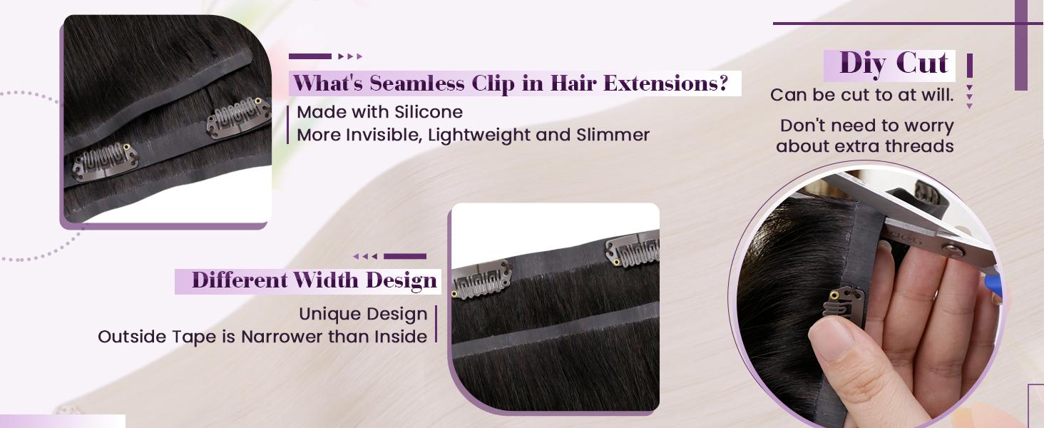 LaaVoo Seamless Clip in Hair Extensions Real Human Hair Invisible PU Weft 7 Counts Outdoorfun TikTokShopBlackFriday