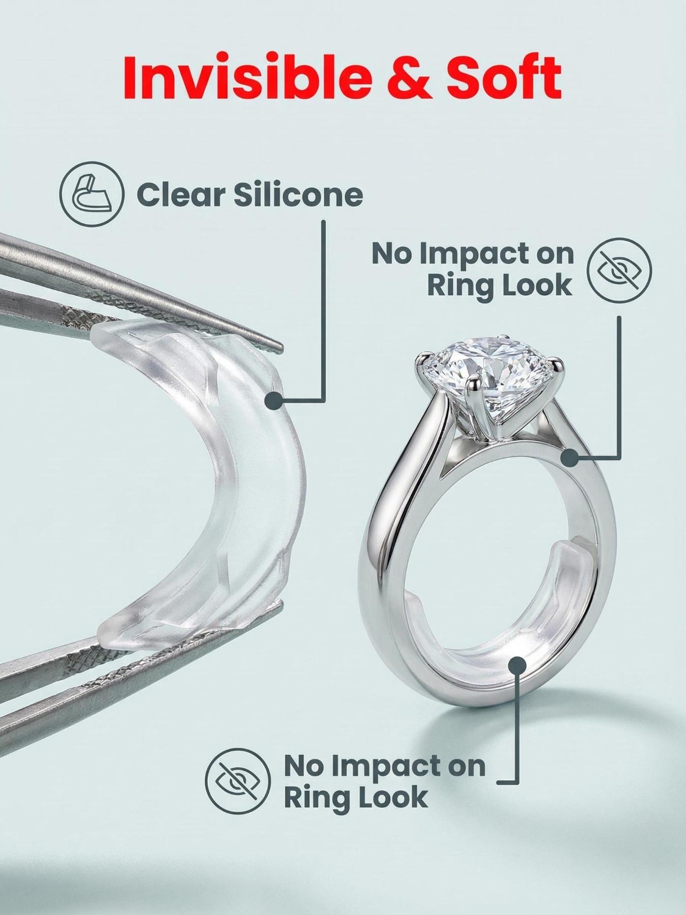 20 Piece Ring Sizing Adjuster Set, Invisible Ring Protector for Men and Women, Includes Polishing Cloth, Anti-Slip Ring Sleeve, Wedding Band Adapter