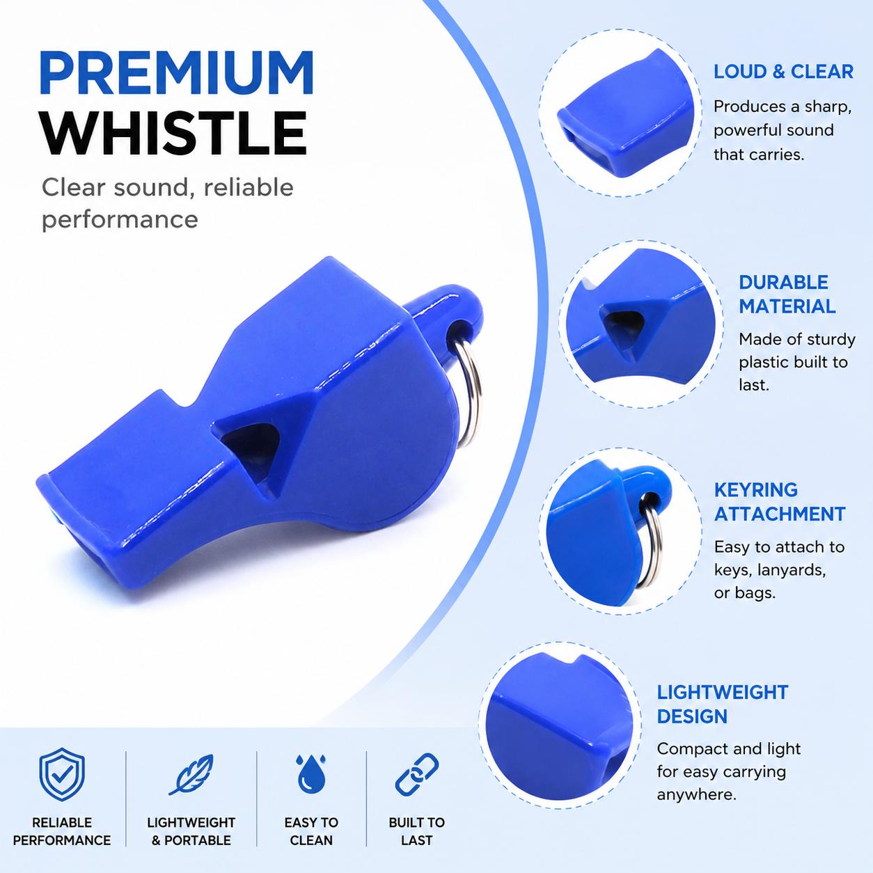 Professional-Grade High-Frequency Emergency Whistle - Durable Non-Toxic Polyethylene, Emergency Alert, Reliable Sound, Ergonomic - For Sports Referees, Outdoor Activities