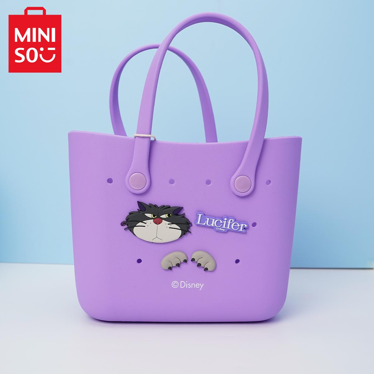 MINISO x Disney Medium Size Women Handbag - EVA Material Cute Design Durable Totebag Gift Halloween Basket Camping Strawberry Bear lotso Marie Cat Stitch Lucifer