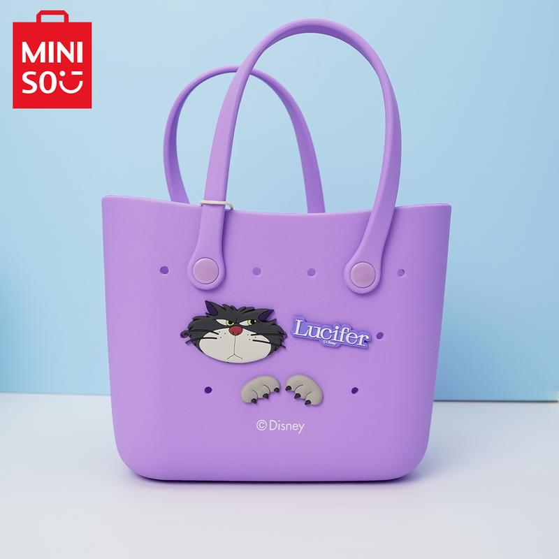 MINISO x Disney Medium Size Women Handbag - EVA Material Cute Design Durable Totebag Gift Halloween Basket Camping Strawberry Bear lotso Marie Cat Stitch Lucifer