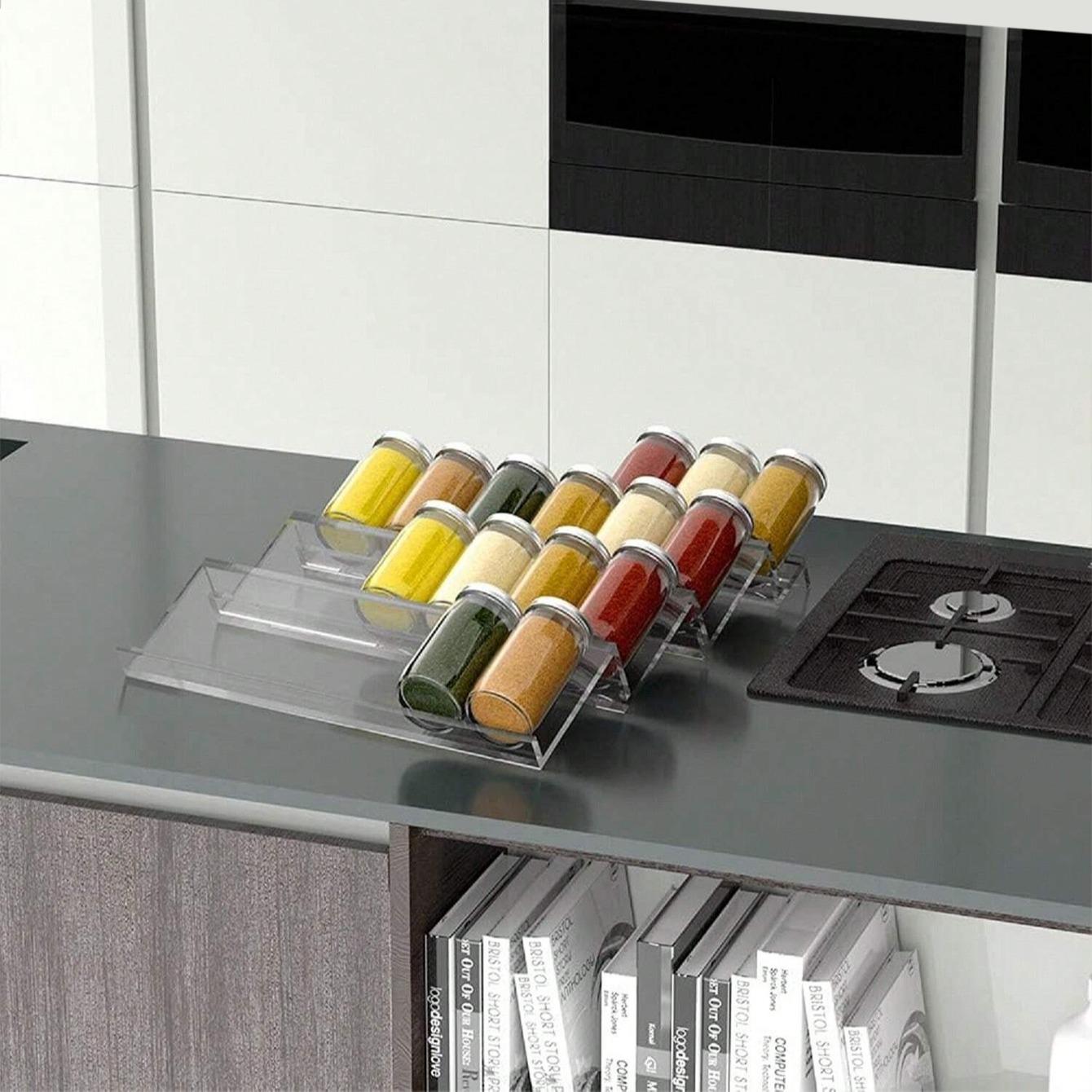 Four-Layer Acrylic Kitchen Spice and Condiment Storage Rack, Drawer Organizer and Holder, Women's Makeup Cabinet and Drawers Stand