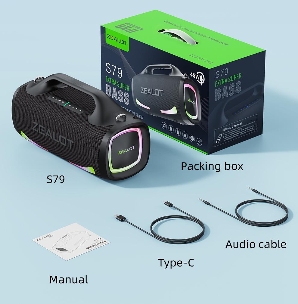 Zealot S79 100w Wireless Speaker, Portable Speakers, waterproof