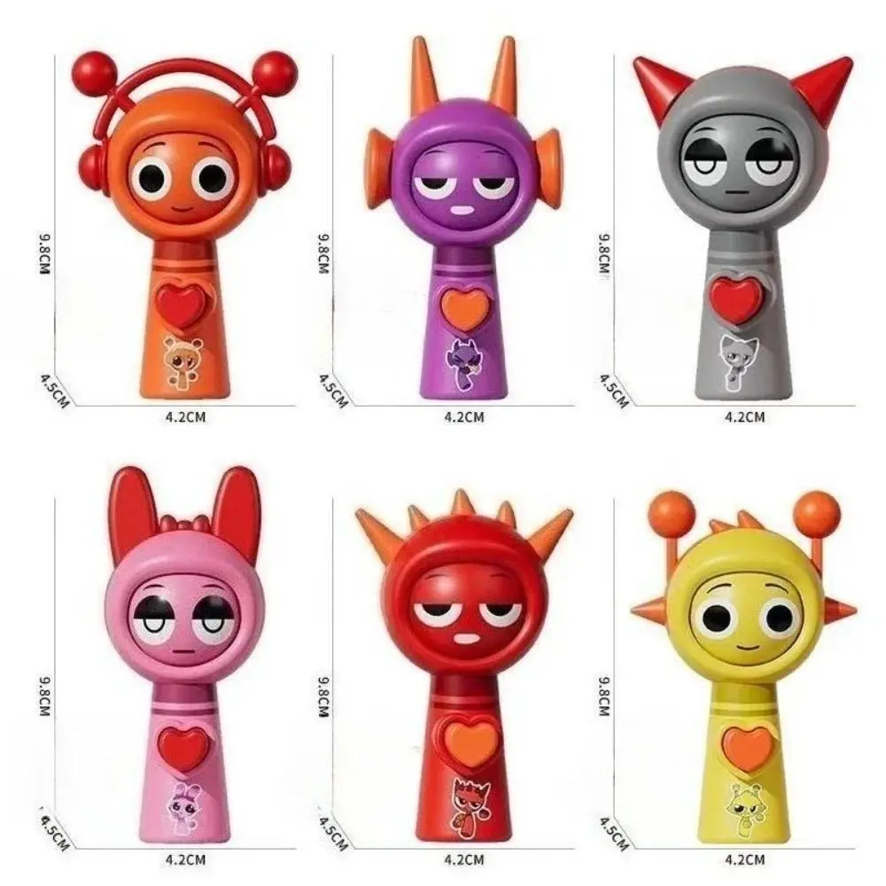 6Pcs/Set Mini Sprunki Action Figure Face-changing Toy Movie Sprunki Wenda Model Doll Figurines with Keychain Fans Birthday Gifts