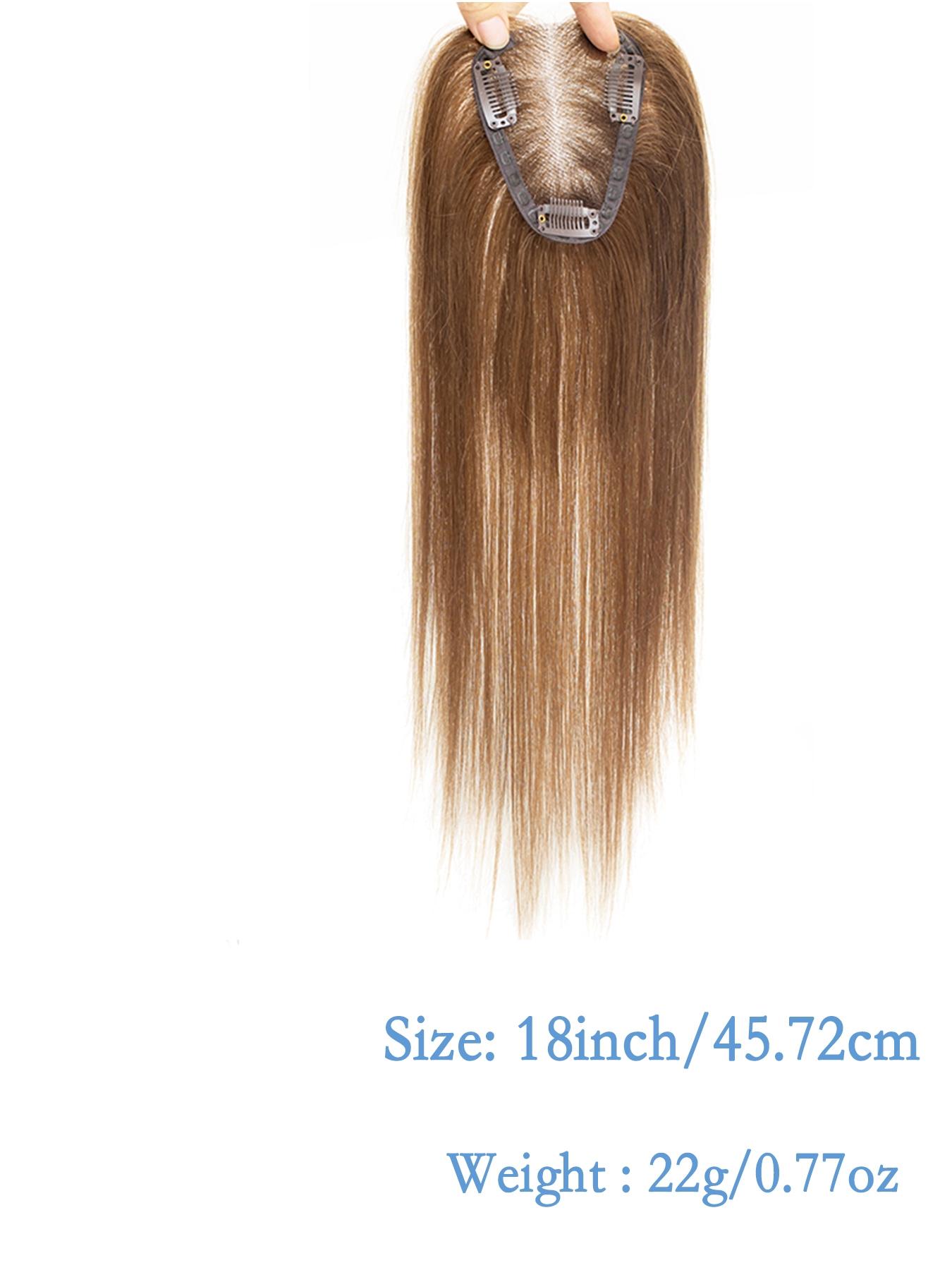 100% Real Human Hair Wig Topper, Natural Looking Hair, Medium Length 16-18 Inches, Lightweight Breathable Lace, Handmade 3x4 Area, Suitable for Women