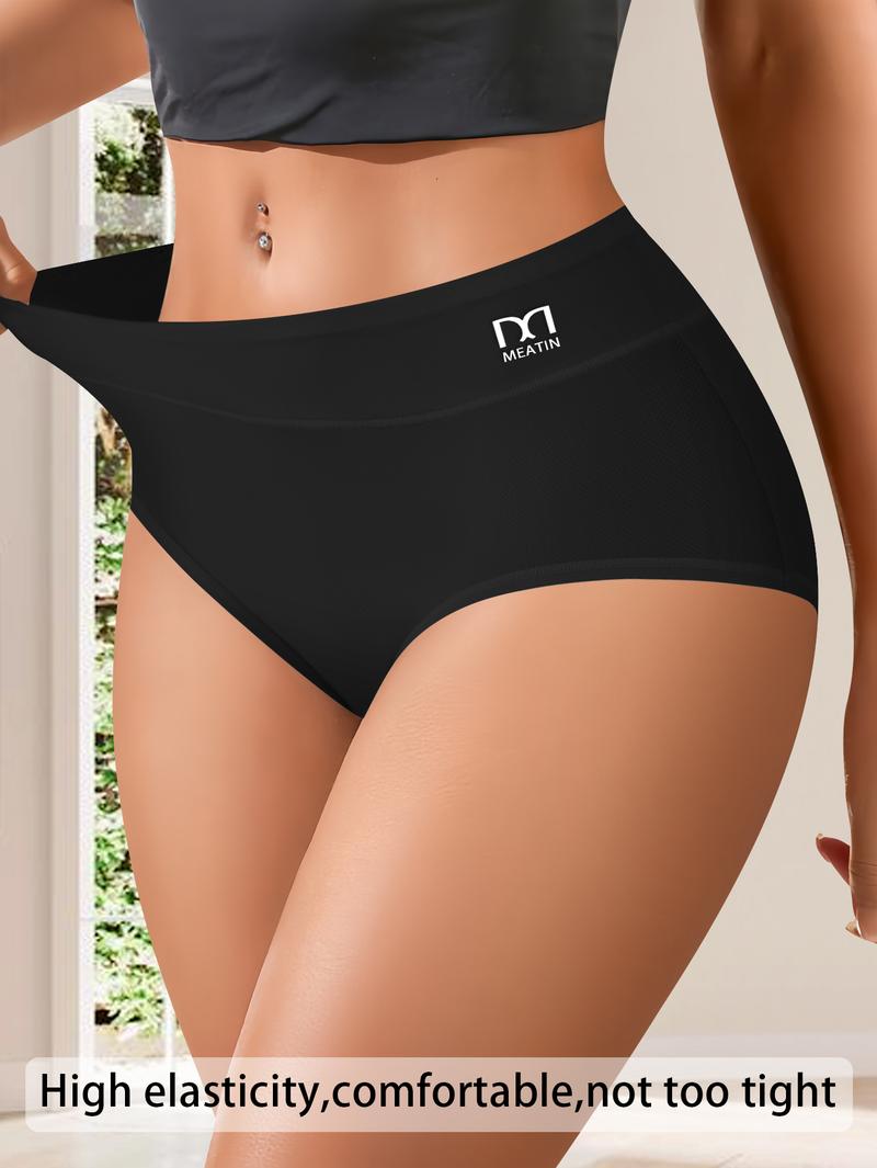 QUASTI 6 PCS Mid Waist Women'S Menstrual Pants, High Stretch Women Body Shaper Underwear, Solid Color Physiological Pants, Breathable Soft Stretchy Womenswear Briefs