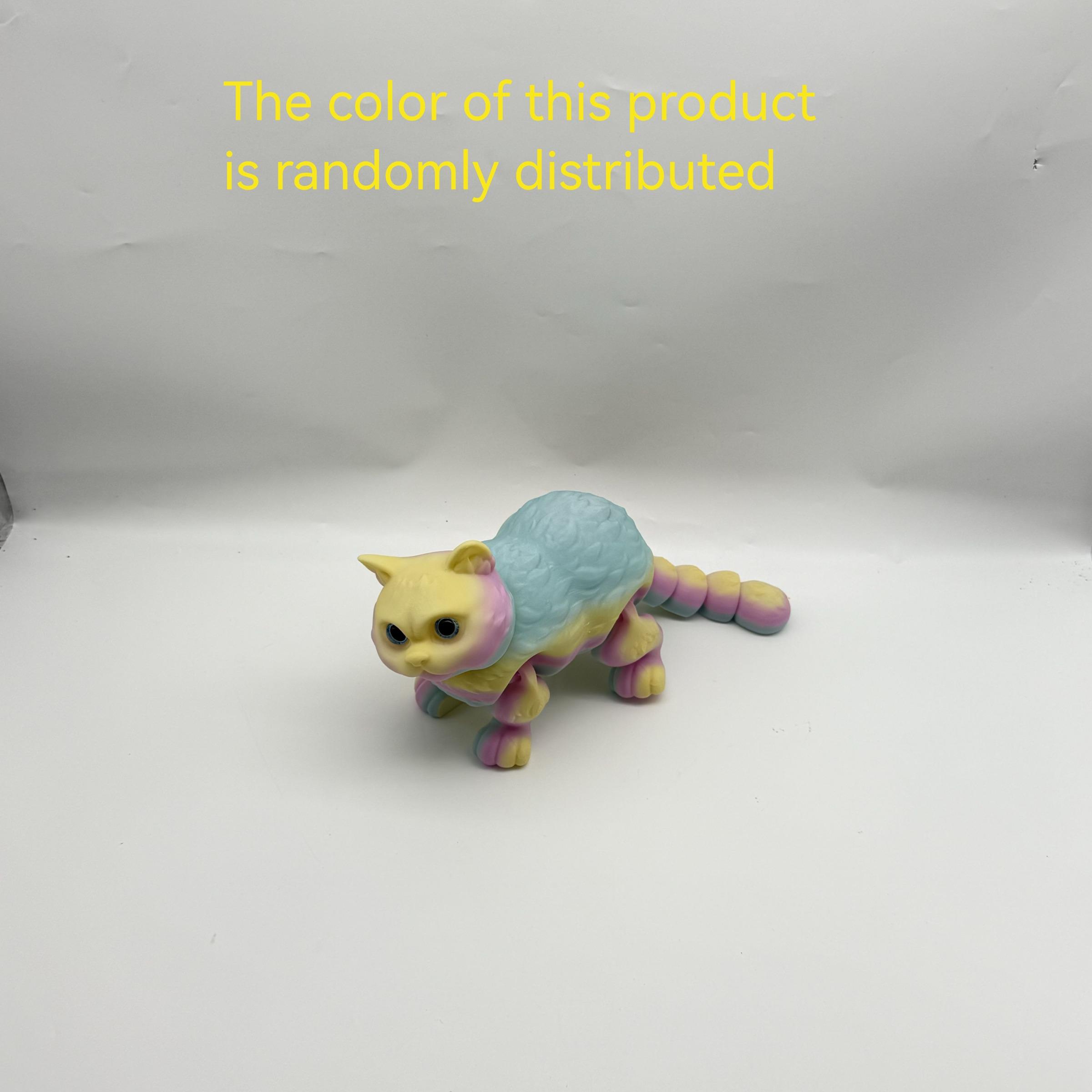 3D Printed Short Hair Cat Figurine, 36cm Rainbow Gradient, Moving Joints, Decorative Fidget Figurine, Perfect Home Decor, Birthday Gift, Christmas Present
