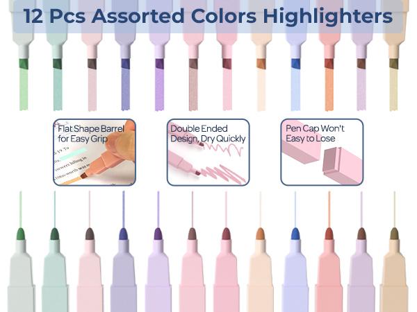 Nicpro 51 PACK Aesthetic Book Annotation Kit with Pen Case, 12 Dual Highlighters, 5 Gel Pens, 6 Mechanical Pencil, 2 Markers 1200PACK Transparent Sticky Notes and Tabs for Bible Study Student Stationary