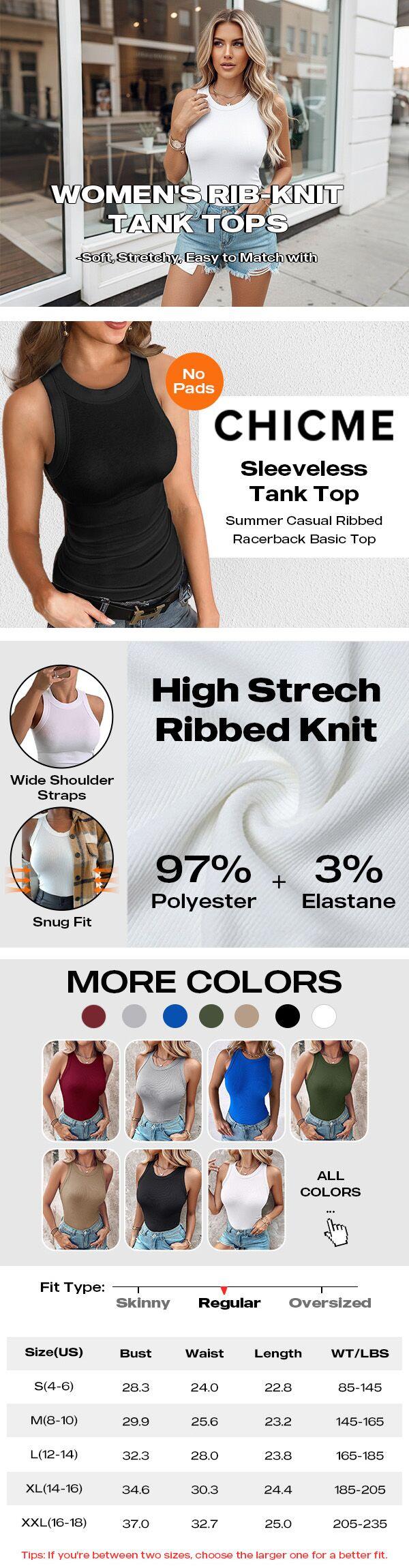 ChicMe Women's O-Neck Knit Sleeveless Tank Top Minimalist Casual Tee | Basic Versatile Summer Tops for Women(Without Pads)