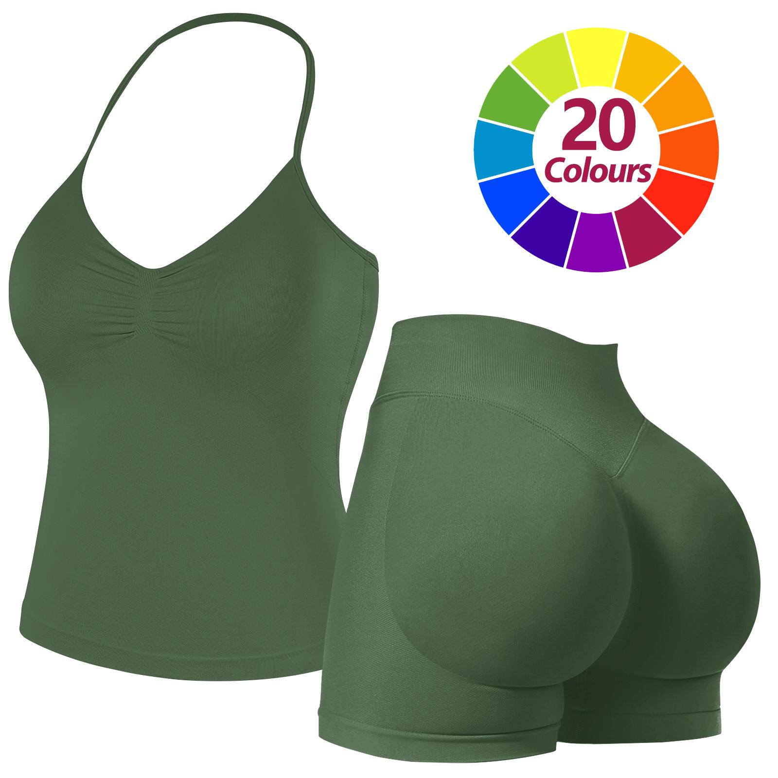 RICH BRIA 2PC Gym Set for Women, Halter Top & High Waist Impact Shorts Sports Set, Sporty Breathable Quick Dry Outfits for Yoga Gym Fitness Running, Ladies Sportswear for Summer, Workout Clothes, Athletic Gym Sets Clothing, Aleisure Wear Clothing RICH BRIA 2PC Gym Set for Women, Halter Top & High Waist Impact Shorts Sports Set, Sporty Breathable Quick Dry Outfits for Yoga Gym Fitness Running, Ladies Sportswear for Summer, Workout Clothes, Athletic Gym Sets Clothing, Aleisure Wear Clothing