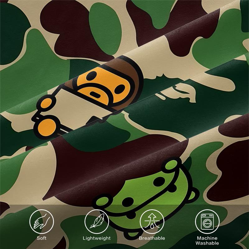 3Pcs Camouflage Cartoon Character Fitted Sheet Set, Playful Military-Inspired Bedding Sheets with Colorful Animals, Durable and Soft Fabric for a Whimsical Bedroom Makeover, Perfect for Kids and Trendy Decor!, No Pillow Core
