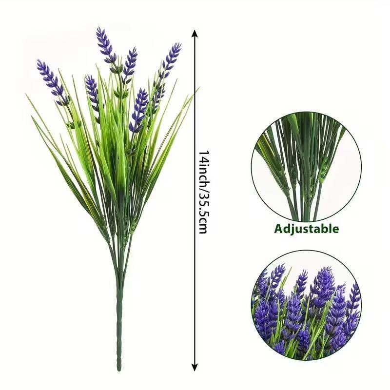 24 Bundles Artificial Lavender Flowers Outdoor UV Resistant Fake Lavender Plants, Faux Flower Decoration, Faux Plastic Greenery for Indoor Outdoor Home Porch Balcony Garden Decor