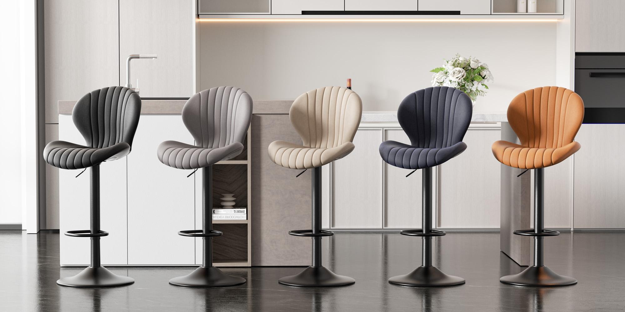 Kerilyn Bar Stools Set of 2 Modern Swivel Bar Chairs, Barstools Counter Height with High Backrest, Easy 3-5 Minute Assembly for Bar, Kitchen, Dining Room Black