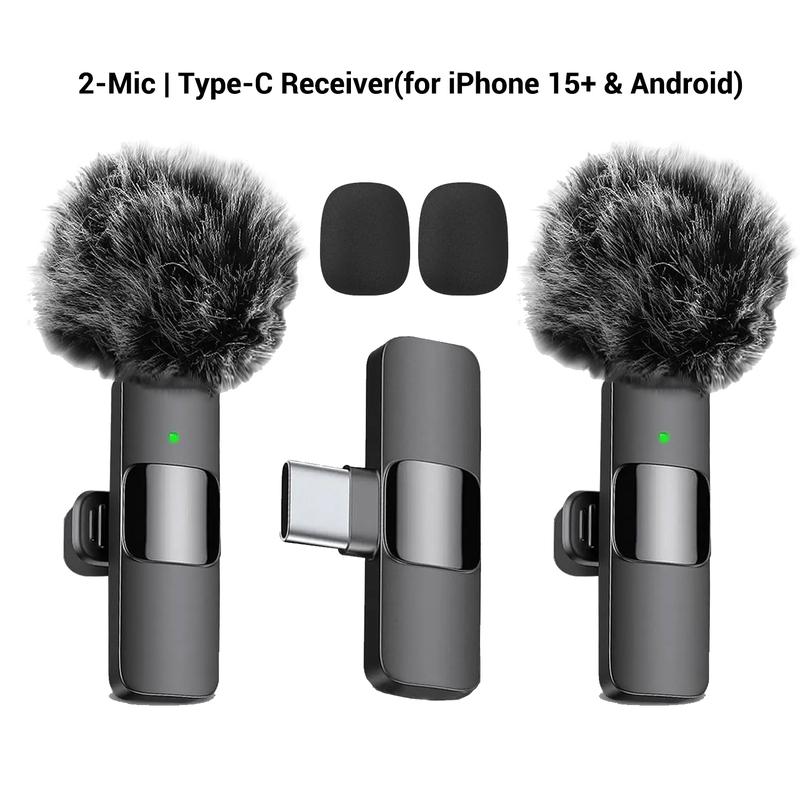 Professional Wireless Lavalier Microphone, USB Rechargeable Plug-and-Play Lapel Mic for Video Recording, Teaching, Interviews and Podcasts