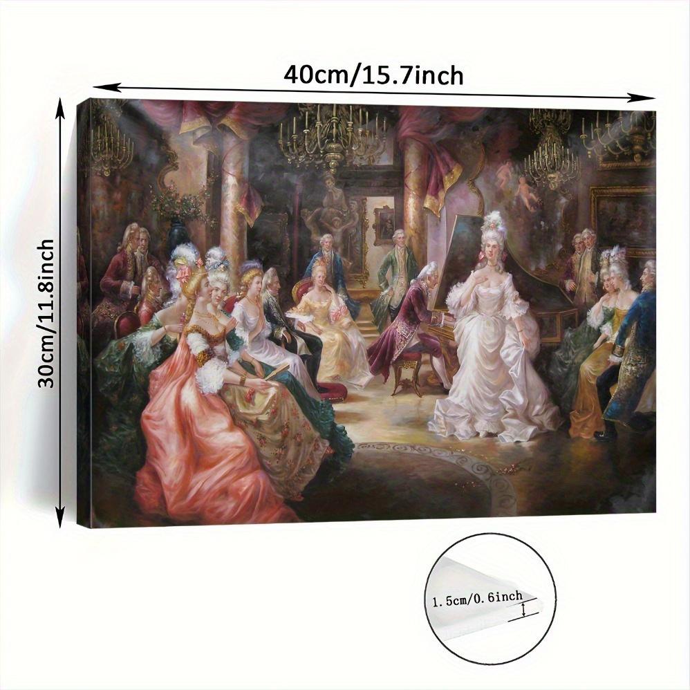 JIT 1pc Elegant Court Nobility Canvas Wall Art, Wooden Framed Tapestry Print for Living Room, Bedroom, Office Decor, Unique Gift for Weddings, Engagements, Housewarming