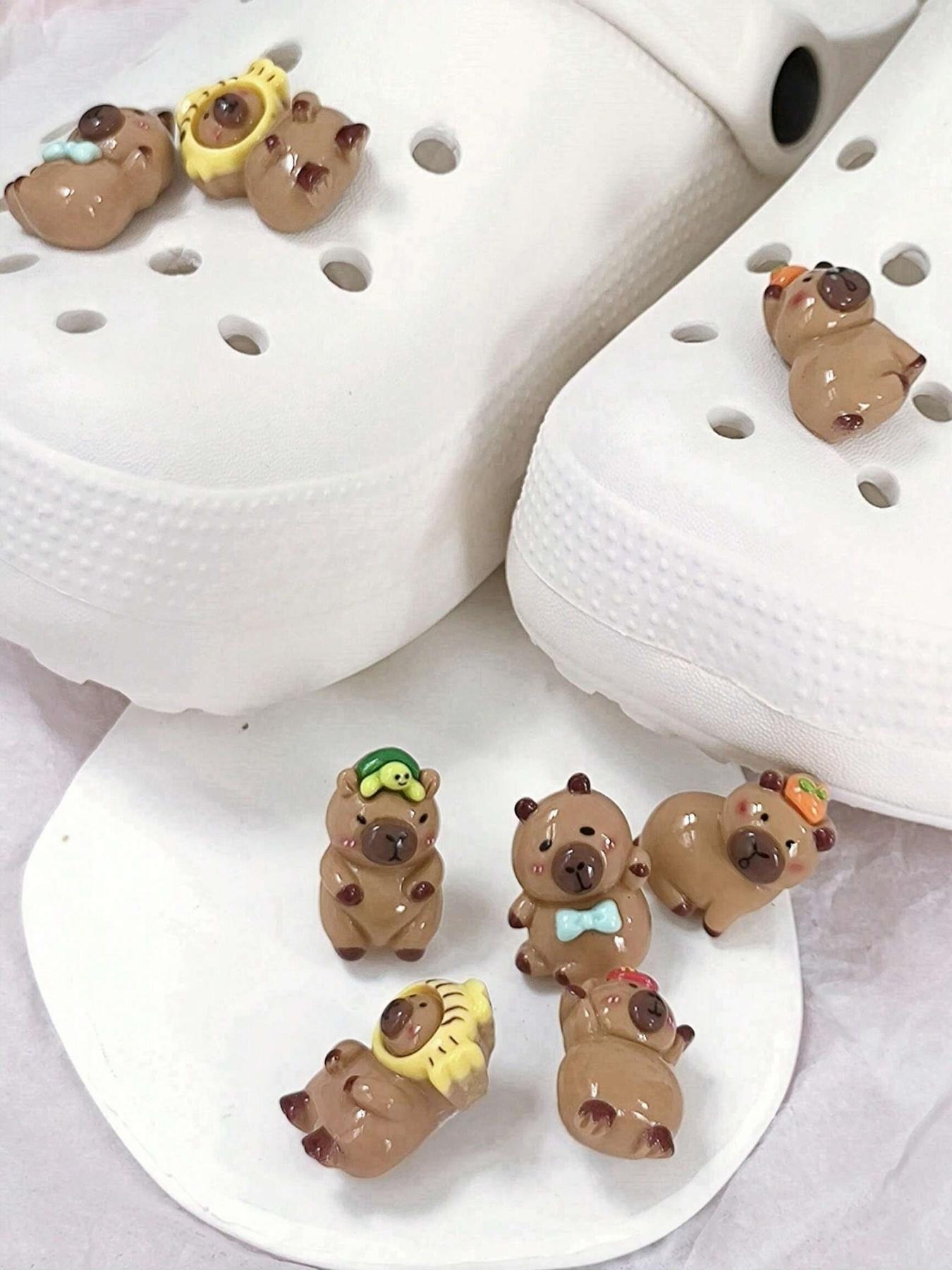 5-Piece Cute Cartoon Water Buffalo Shoe Decoration Set, Animal Design for Sandals & Clogs, Unisex DIY Accessories, Perfect Gift