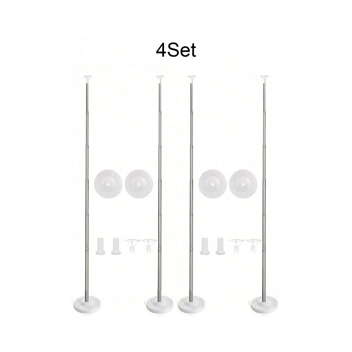 1/2/4 Set Balloon Column Stand Kit For Floor Set Balloon Arch Stands, Height Adjustable Balloon Tower Pillar With Bases Reusable Metal Telescopic Design For Graduation, Wedding, BabyShower, Birthday Party Decoration