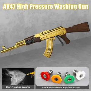 【NEW VERSION】Mr IRONSTONE Golden High Pressure Washer Gun with 3/8'' Quick Connector, Swivel Car Washer Gun Toy with 5 Pressure Washer Nozzle Tips & charing Station & Filter, Men's Gift, Father's Day Gift