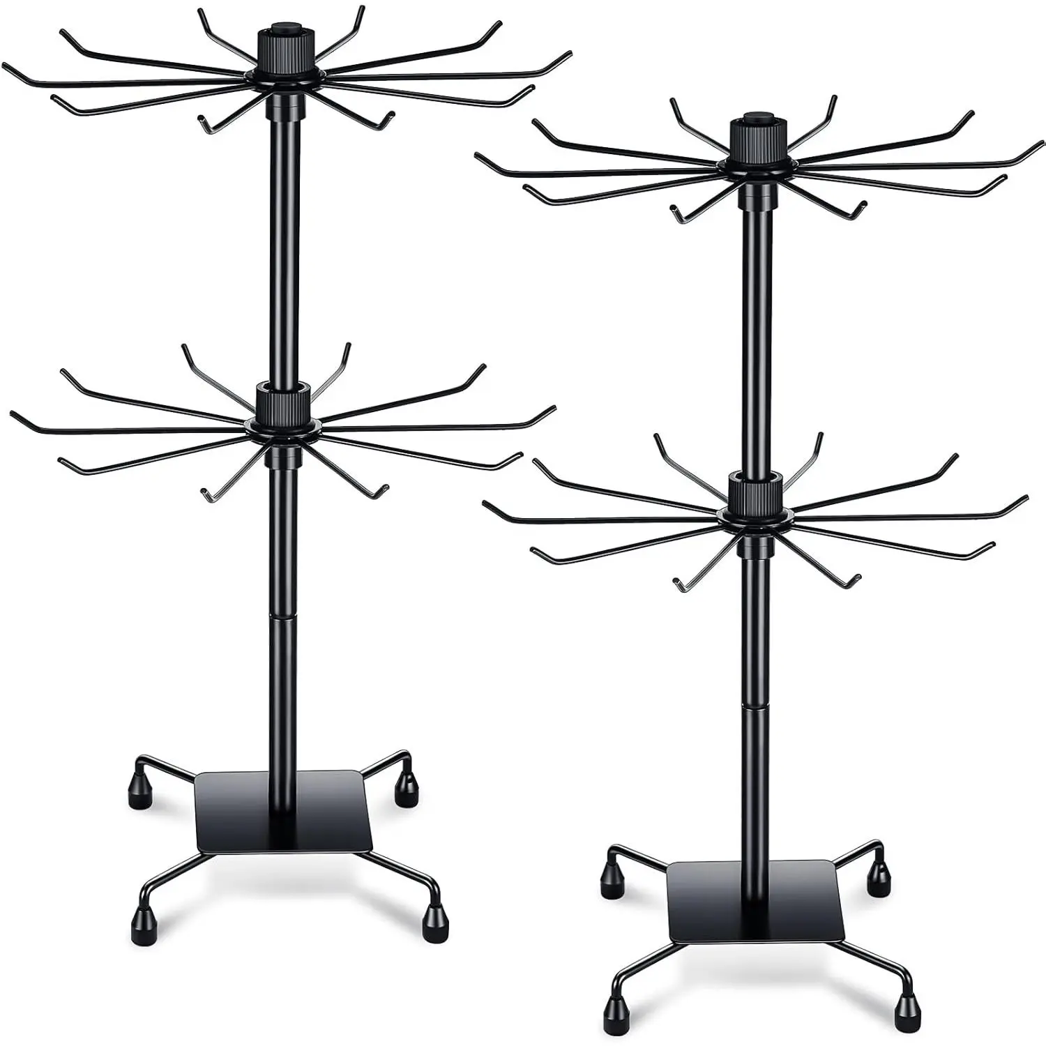 2 count Rotating Display Stand  Display Rack with Hooks Metal Earrings Stand for Vendors Necklace Bracelet Selling(Black,19.69 x 11.8 Inch)