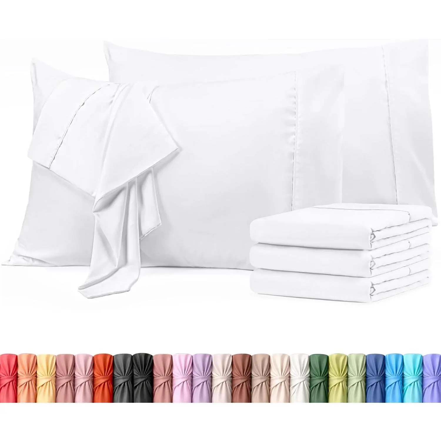 King Size Pillow Cases Set of 4, Ultra Soft Breathable Pillowcases with Envelope Closure, White, Fade & Shrink Resistant, Machine WashableGift