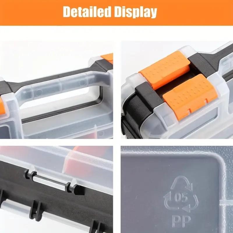 Double-Sided Handheld Plastic Tool Box, Electronic Component Organizer, Multi-Functional Parts Storage, PP Material, Flip-Top Design