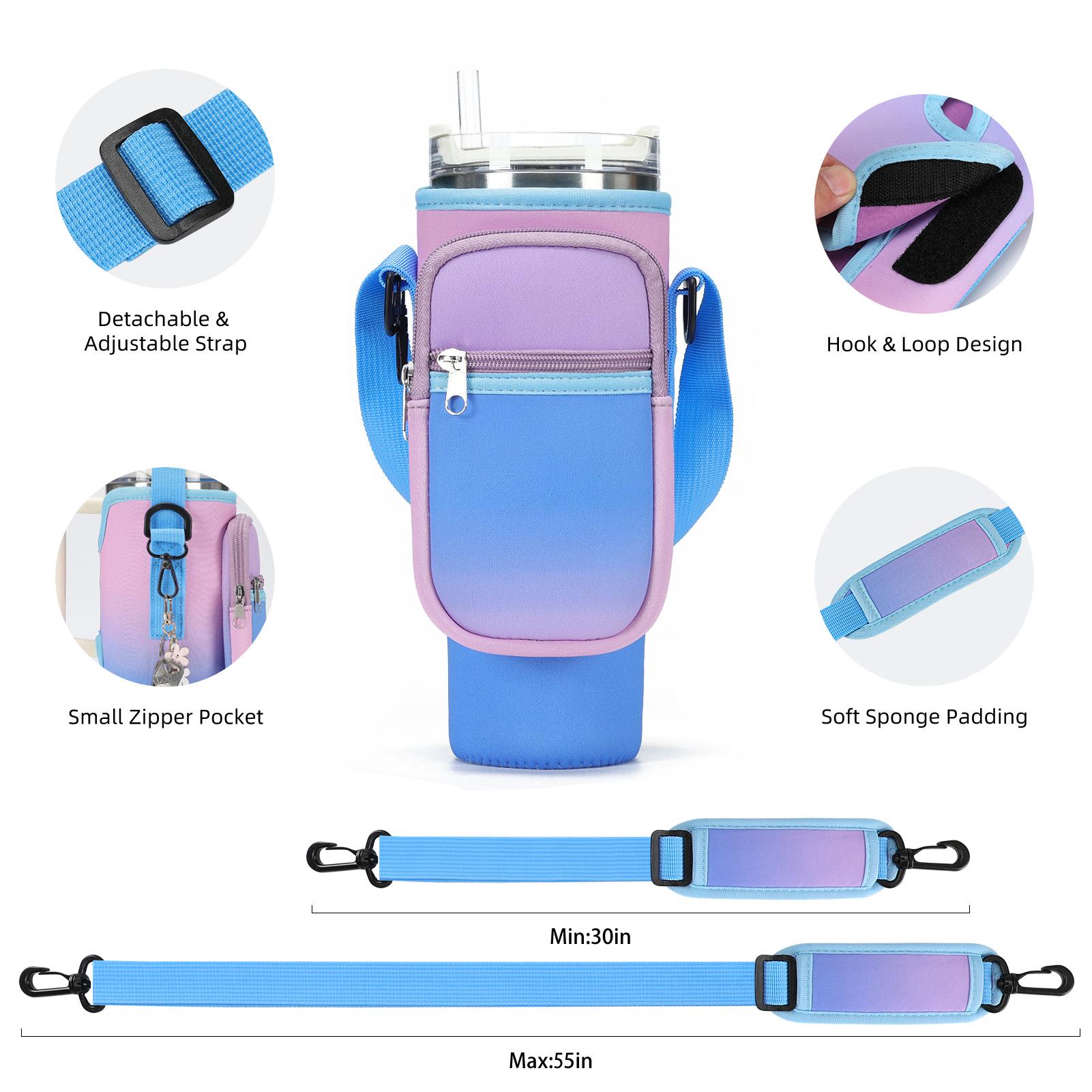 Unisex Insulated Leak-Proof Reusable Water Bottle Bag with Adjustable Strap - Holder for Travel, Hiking, Gym & Summer Activities