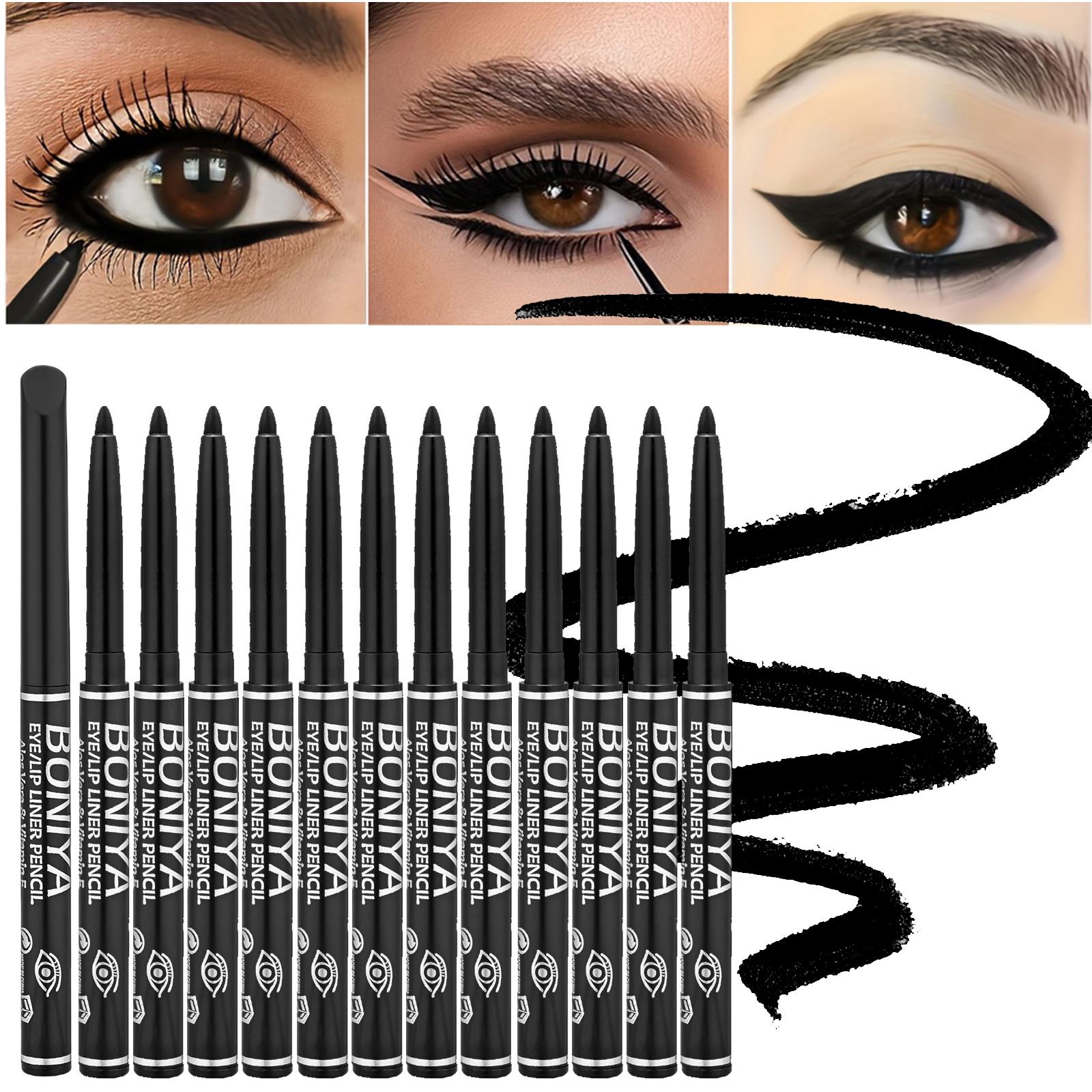 12pcs Smooth Eyeliner Pencil Set, Waterproof and Sweatproof Long-Lasting Eyeliner (12 Pieces), Single Item Pack