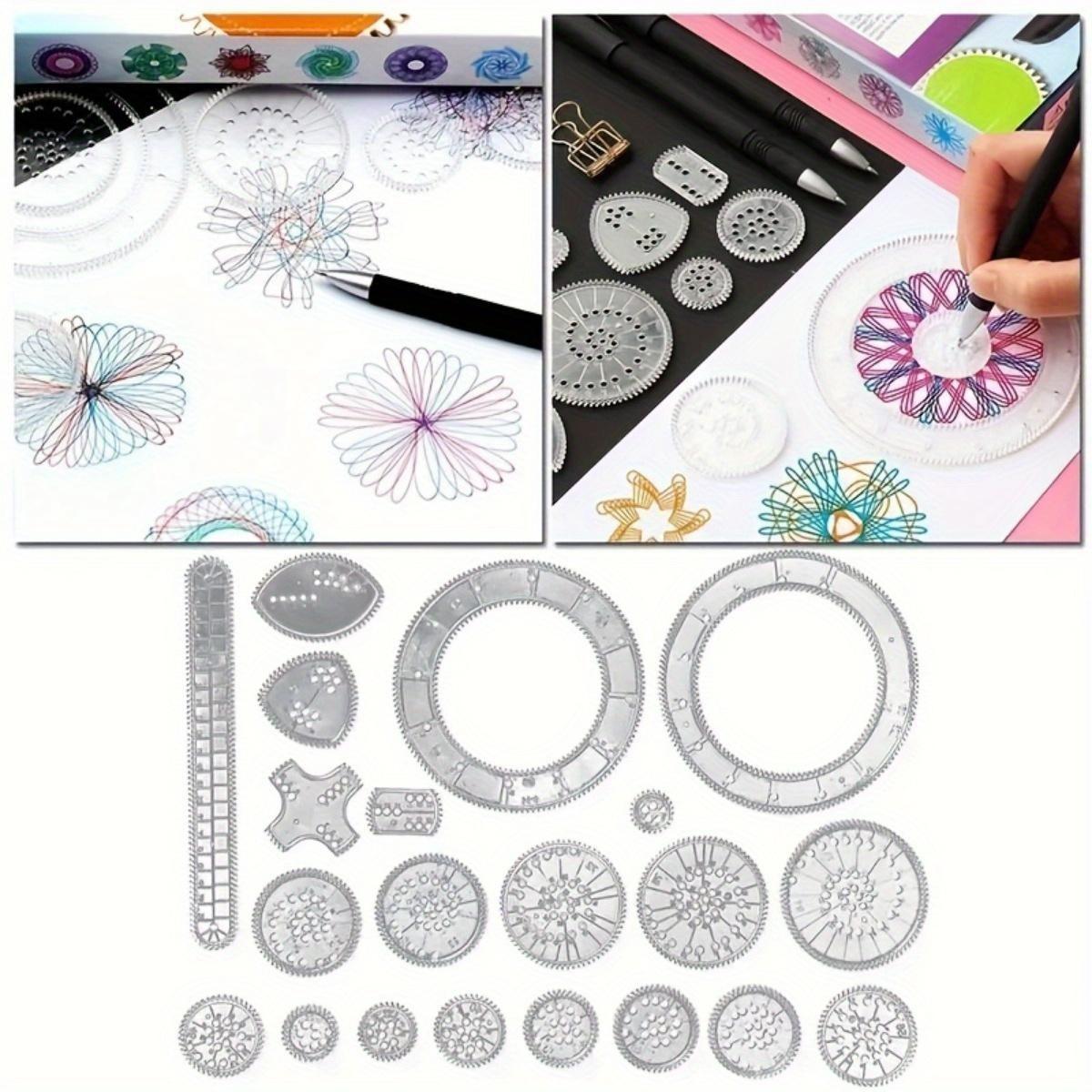 Transformative Drawing Ruler Set, Educational Toy Style Gear Rolling Pattern, Multifunctional Rulers for Flower Spiral Star Shapes