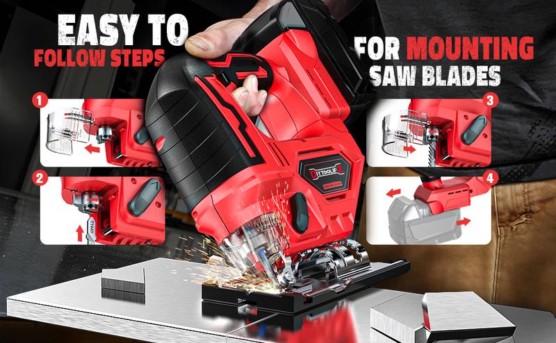 Cordless Jigsaw Compatible with Milwaukee 18V Battery(NO Battery!!), Brushless Jig Saw, 2900RPM, 0°-45°Bevel, 3 Action, LED Light for Straight/Curve Cutting Wood