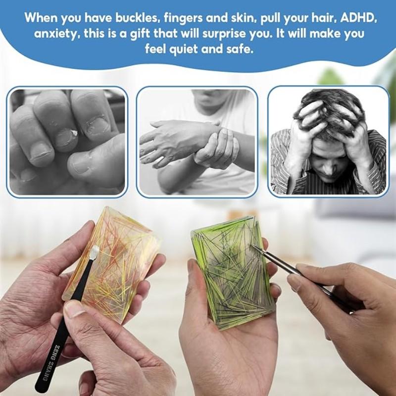 1pcs Stress Relief Sensory Toy with Tweezers, Stress Relief Gadgets, Anxiety Relief for Adults, Skin Scratching Habit, Adhd, Silicone Pickle Padtoy, Anxiety Relief Products