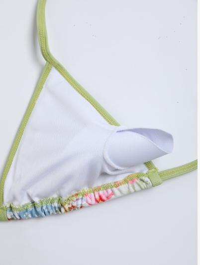 Adjustable Thin Strap Printed Floral Bikini Set for Women, 2026 Spring & Summer Lightweight Breathable Beach Vacation Swimwear