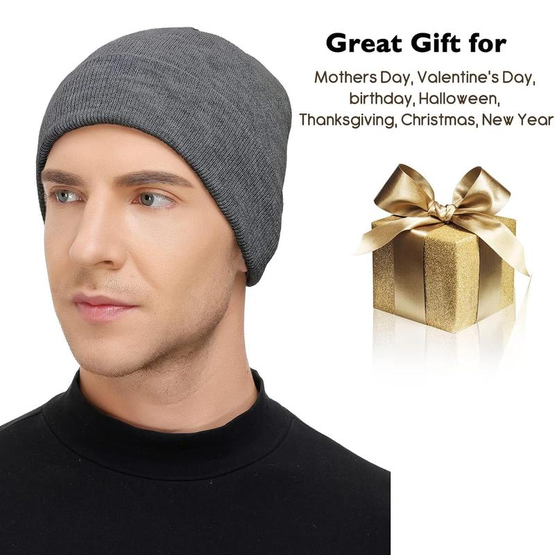 Solid Color Beanie Hat, Perfect Valentine's Day Gifts for Him, Warm Winter Knit Hat for Men & Women, Cozy Fitted Daily Beanie