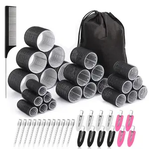 Hair Curler Rollers for Women 24PCS Heatless Hair Roller with 24PCS Clips, 4 SizesJumbo Large Medium SmallSelf Grip Holding Hair Rollers for Long Medium Short Thick Fine Volume Thin Bangs Hair