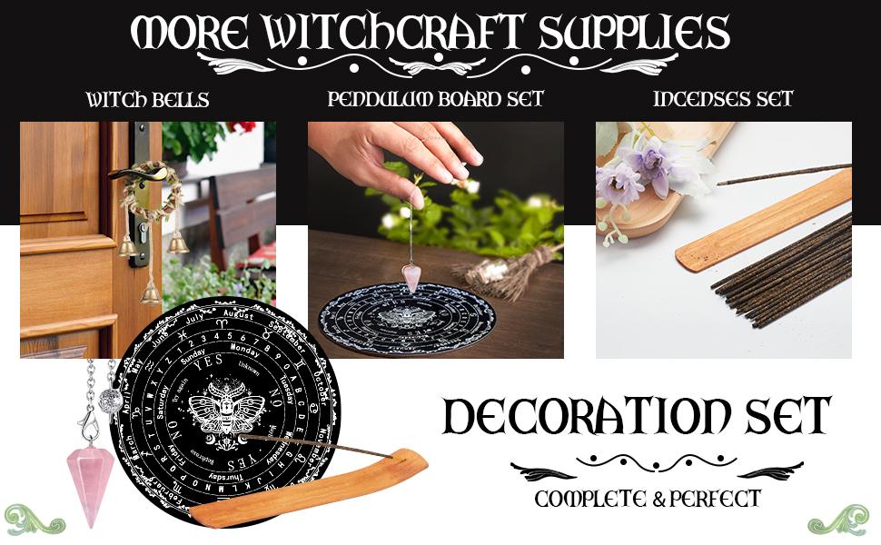 SHYSHINY 150Pack Witchcraft Supplies Kit Wiccan Supplies and Tools Witchy Gifts for Beginners, Dried Herbs, Crystals, Candles, Green Witch Altar Starter Spell