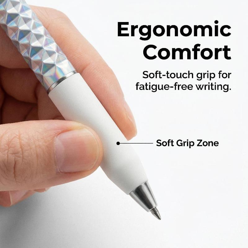 One-Click Deformable Pen, Geometric Shape-Shifting Pen - 6 Pack Rollerball Pen Set ( 2 Black, 2 Silver, 2 Gold) | Press to Form Diamond Crinkle Design | Multi-Functional Creative Gift for Writing, Drawing & Stress Relief