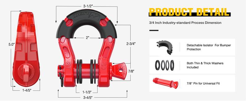 Nilight 2 Pack 3/4" Mega D-Ring Shackle with 7/8" Screw Pin 68,000LBS Break Strength, Heavy Duty Off Road Recovery Shackle for Use with Tow Strap, Winch, Off-Road Jeep Truck Vehicle Parts Hardware Industrial  dealsforyoudays