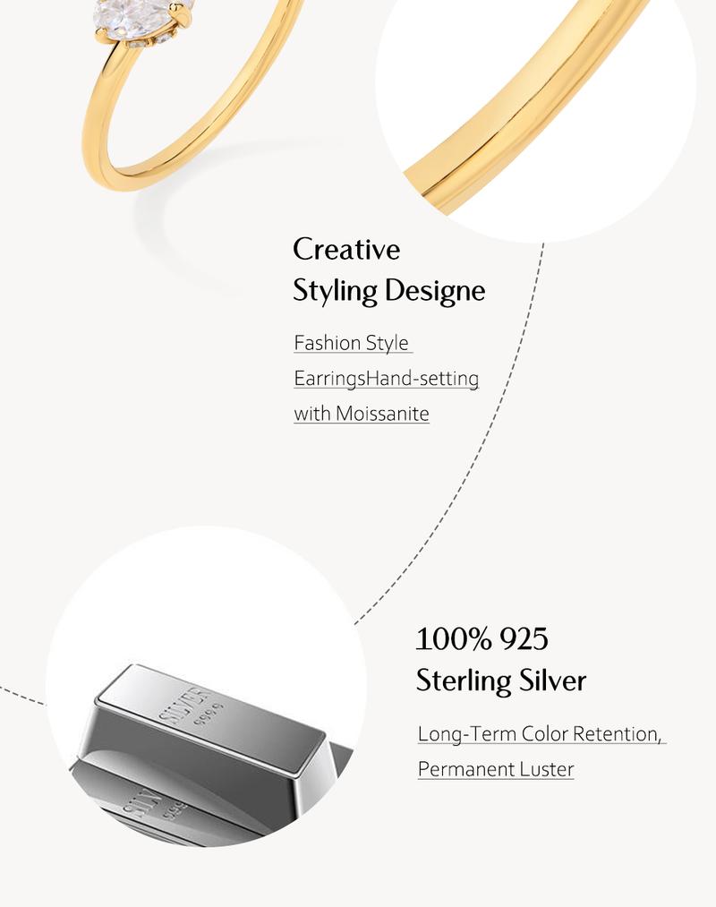 Pear Cut 5*3mm D Color VVS1 Synthetic Moissanite Ring for Women Wedding Band Engagement Gift Fine Jewelry R129